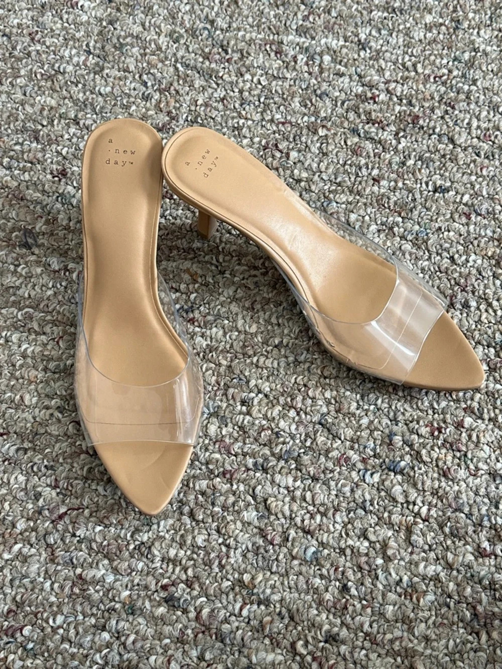 a new day Nude Clear Strap Pointed Kitten Heel Mules | Poshmark