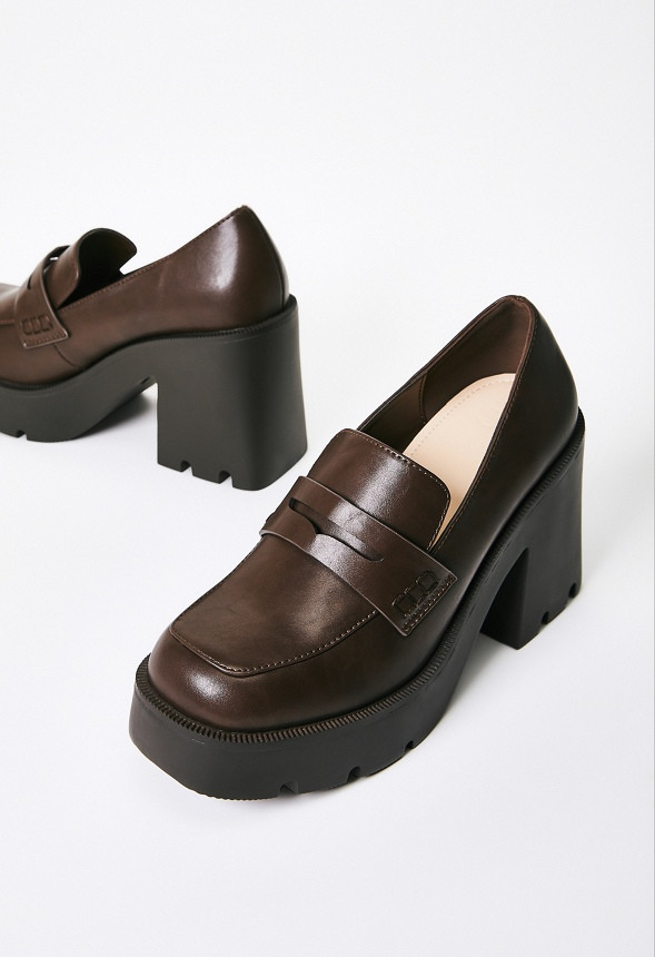 Cher Heeled Lug Sole Loafer | JustFab
