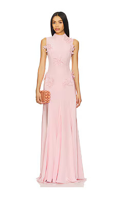LA FUORI Backless Maxi Dress in Ostrich Feather Pink from Revolve.com | Revolve Clothing (Global)