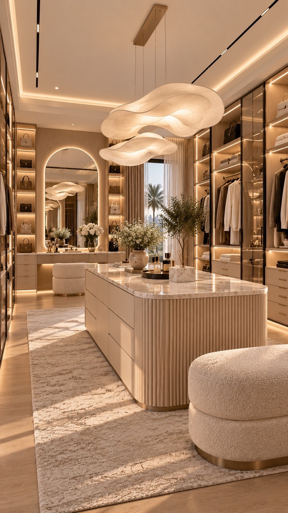 Shop This Room ✨ Shop the full look through my LTK — furniture, lighting, décor and similar finds are linked below. A dreamy luxury walk-in closet featuring warm wood cabinetry, a statement island, soft ambient lighting and creamy neutral textures. Perfect inspiration for an elegant modern dressing room with a high-end designer feel.

#WalkInCloset #WalkInClosetIdeas #LuxuryCloset #DreamCloset #ClosetDesign #DressingRoom #DressingRoomIdeas #ModernCloset #ClosetInspo #ClosetGoals #LuxuryInteriors #LuxuryHome #ModernLuxury #OrganicModern #WarmMinimalism #QuietLuxury #NeutralInteriors #InteriorDesign #InteriorInspo #HomeInspo #HomeDecor #DesignerInspired #CaliforniaModern #LuxuryDecor #LTKHome #LTKFinds #ShopLTK #LTKStyleTip #HomeFinds #AmazonHome #InteriorTrends2026