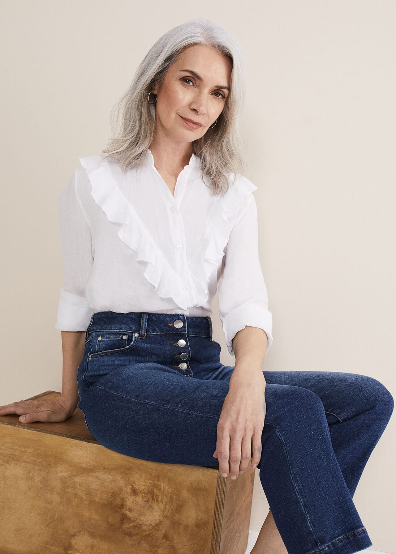 Enid Frill Front Linen Blouse | Phase Eight (UK)