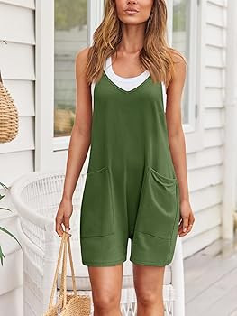 AUTOMET Womens Rompers Jumpsuits Casual Summer Outfits 2024 Shorts Overalls Jumpers with Pockets ... | Amazon (US)