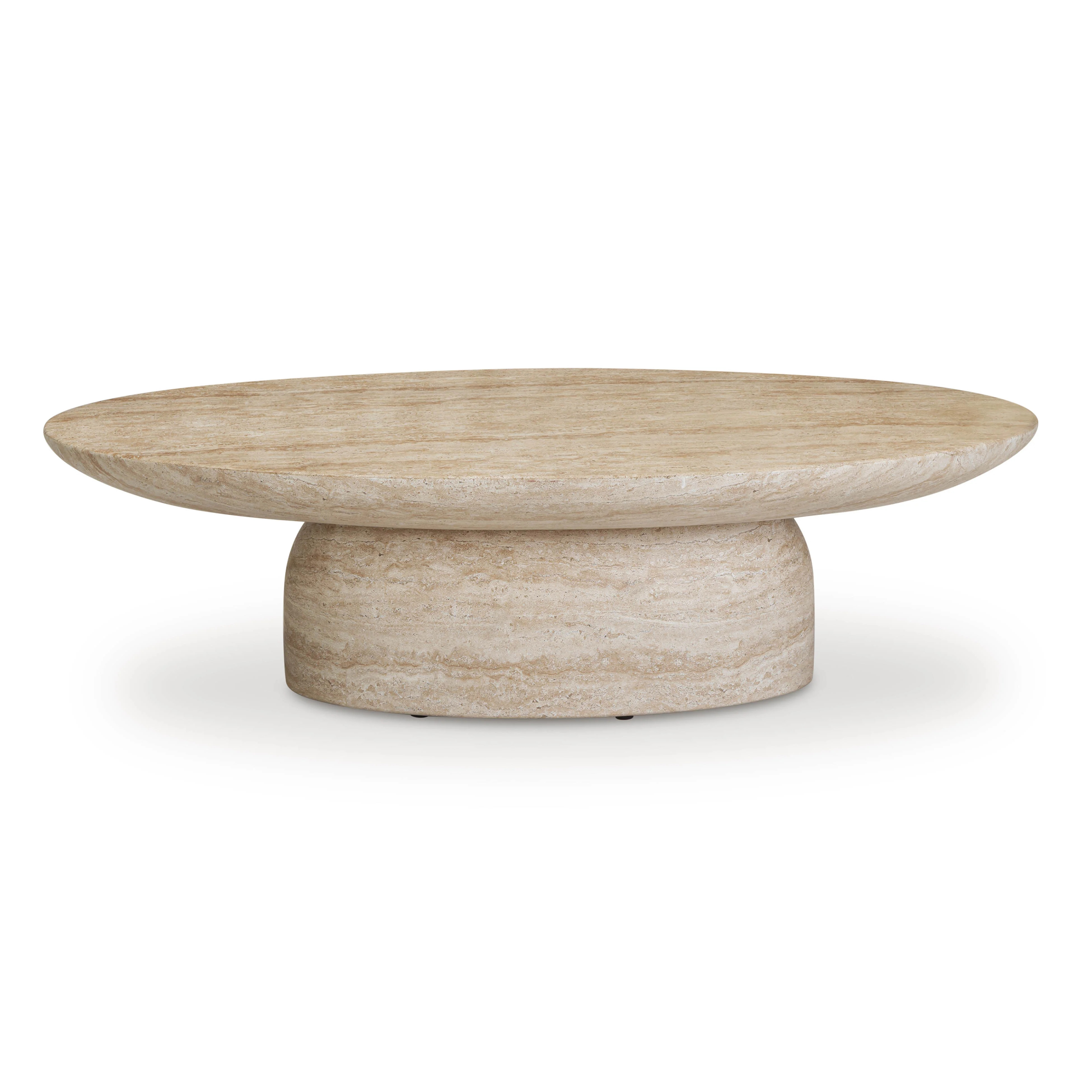 Sonia 51" Faux Travertine Indoor/Outdoor Concrete Coffee Table | TOV Furniture