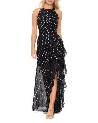 Metallic Crescent Chiffon Ruffle Gown - Exclusive | Bloomingdale's (US)