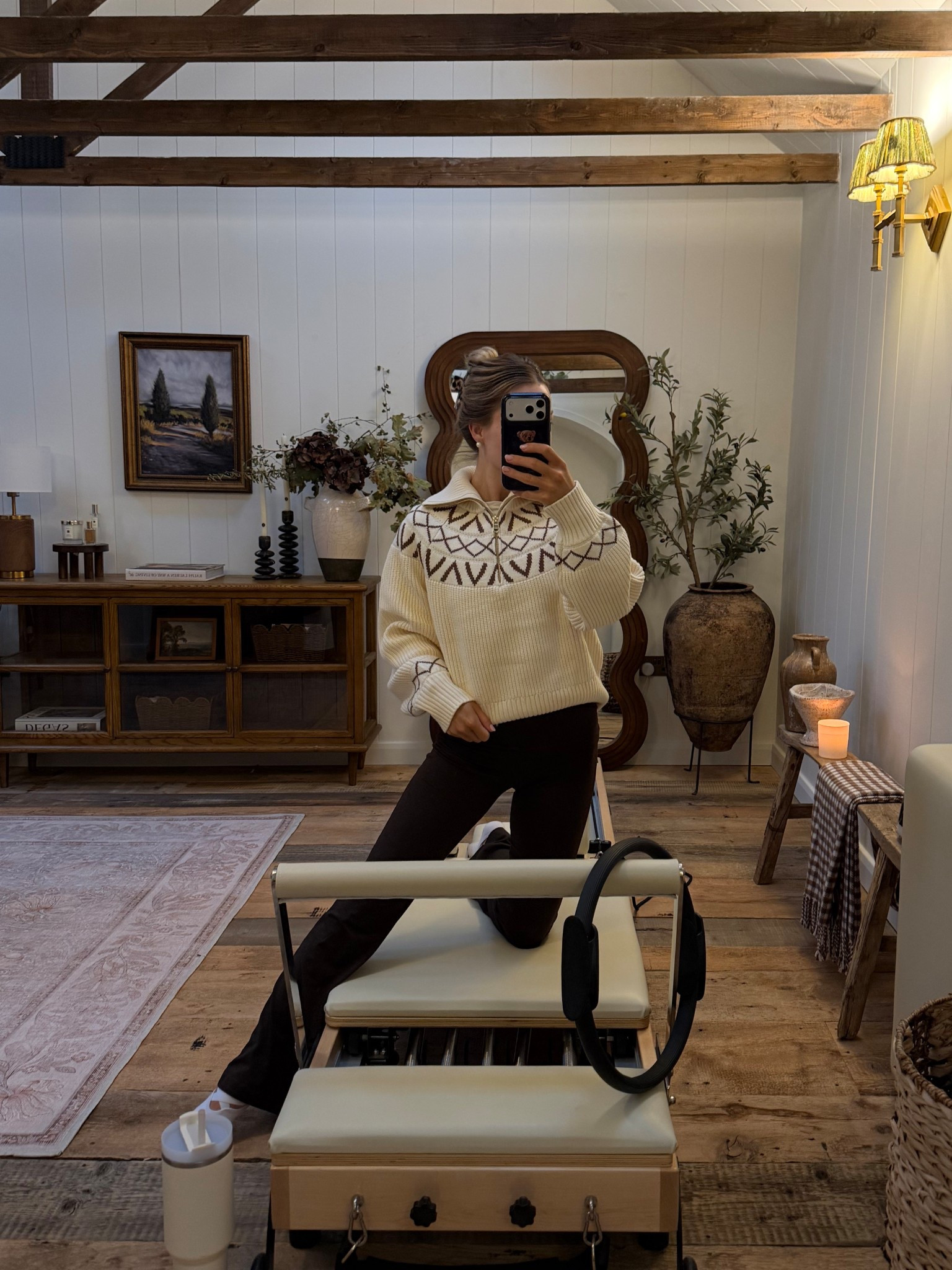 Pilates outfit with a cozy half zip to keep warm 

#LTKfitness