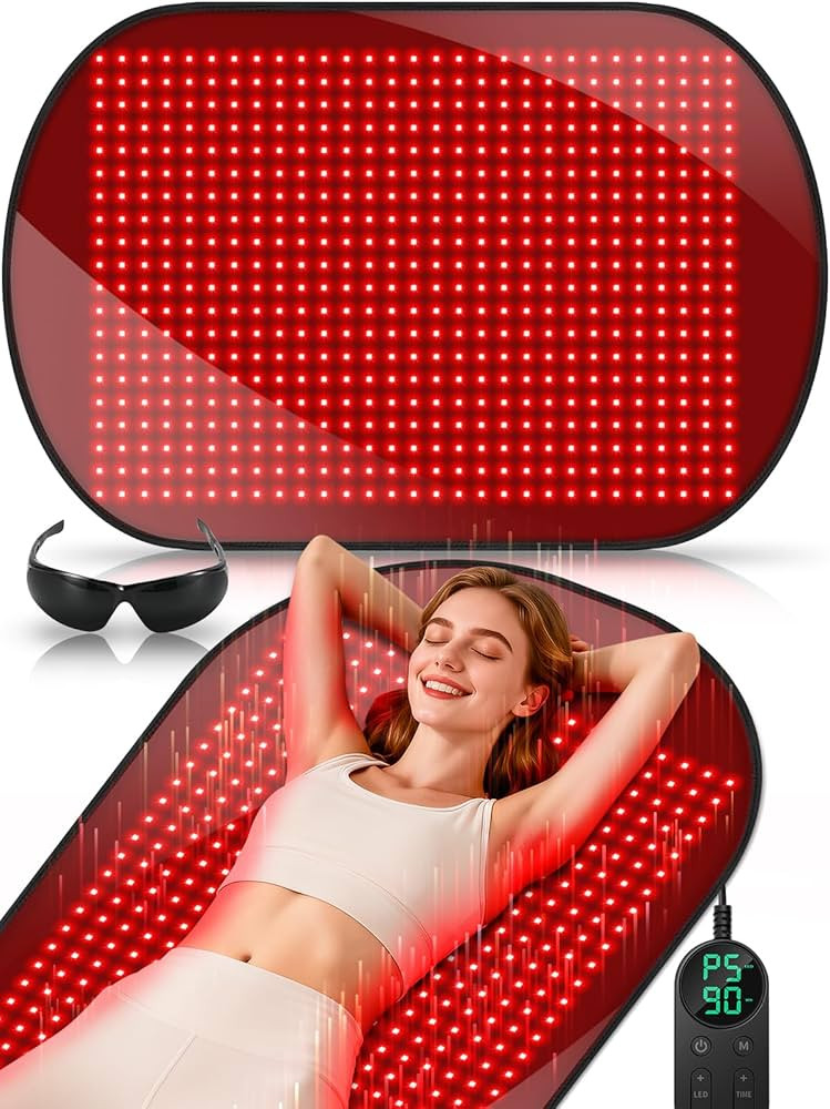 43'' x 26'' Red Light Therapy Mat for Body, 580 LEDs Near Infrared Light Therapy Pad Adjustable 1... | Amazon (US)