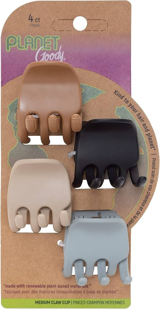 GOODY Planet Heritage Medium Claw Clips - 4-Pack, Assorted Neutral Colors- For Easily Pulling Up ... | Amazon (US)