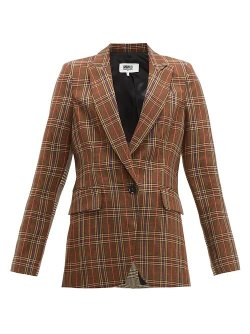 Mm6 Maison Margiela - Single-breasted Two-tone Checked Blazer - Womens - Brown | Matches (US)