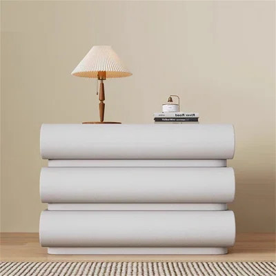 Zachiah Modern Italian Minimalist 3-Drawer Nightstand - Wooden Cream Leather Bedside Table with Large Storage | Wayfair North America