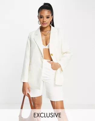 Missyempire exclusive oversized blazer in cream | ASOS | ASOS (Global)
