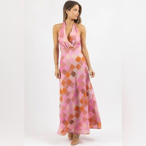 NWT One & Only Women’s Morocco Maxi Halter Dress In Pink Multi Size Small | Poshmark