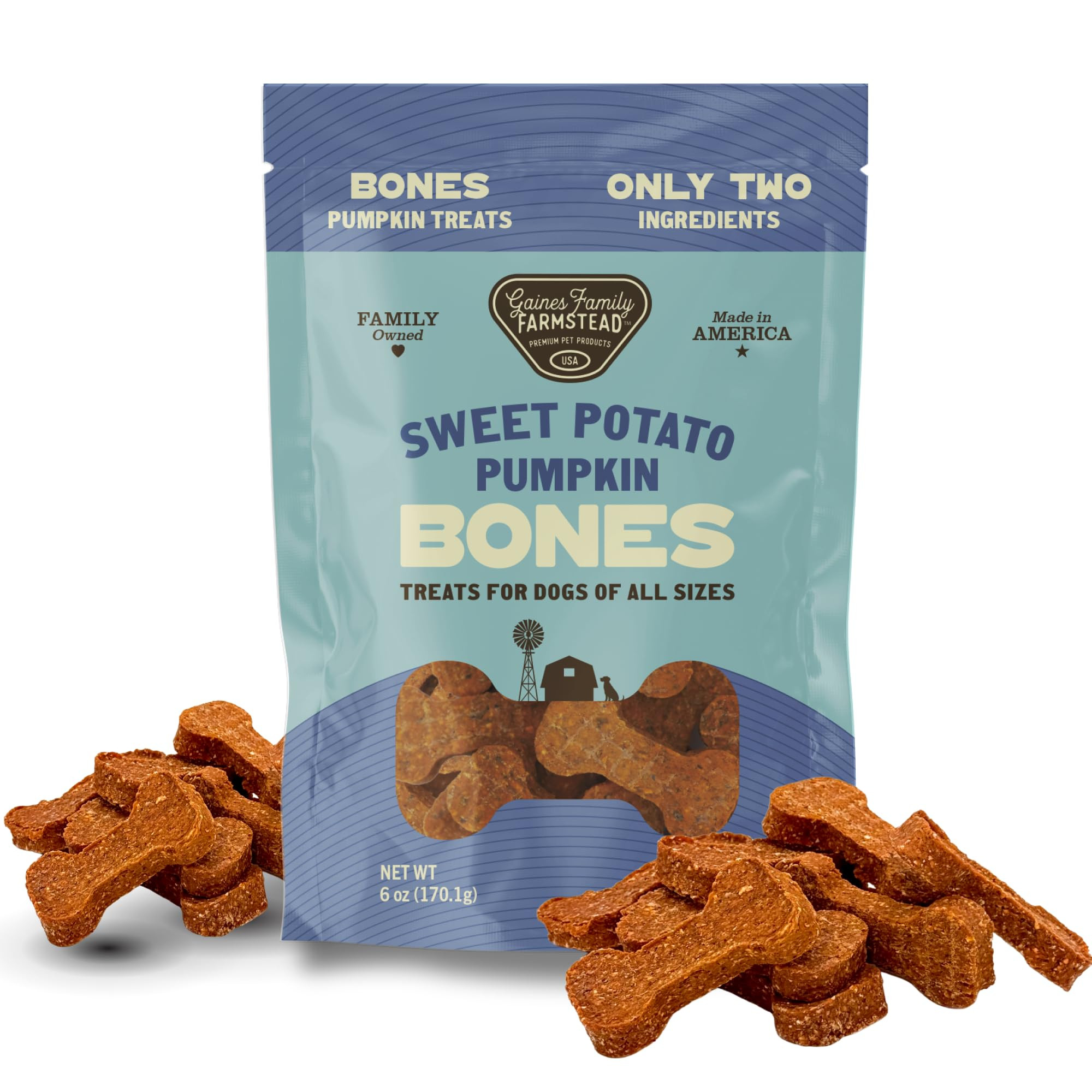 Gaines Family Farmstead Pumpkin & Sweet Potato Dog Bones – 6 oz Bag, Natural, Grain-Free Dog Tr... | Amazon (US)
