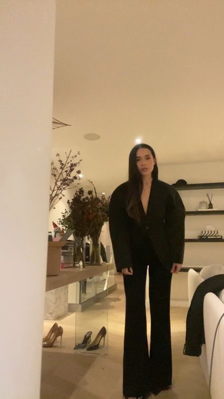 the cos sculpted collarless blazer silhouette is just stunning - one of my all time favorite

wardrobe staples, black flared pants, fitted blazer

#LTKeurope #LTKVideo #LTKstyletip