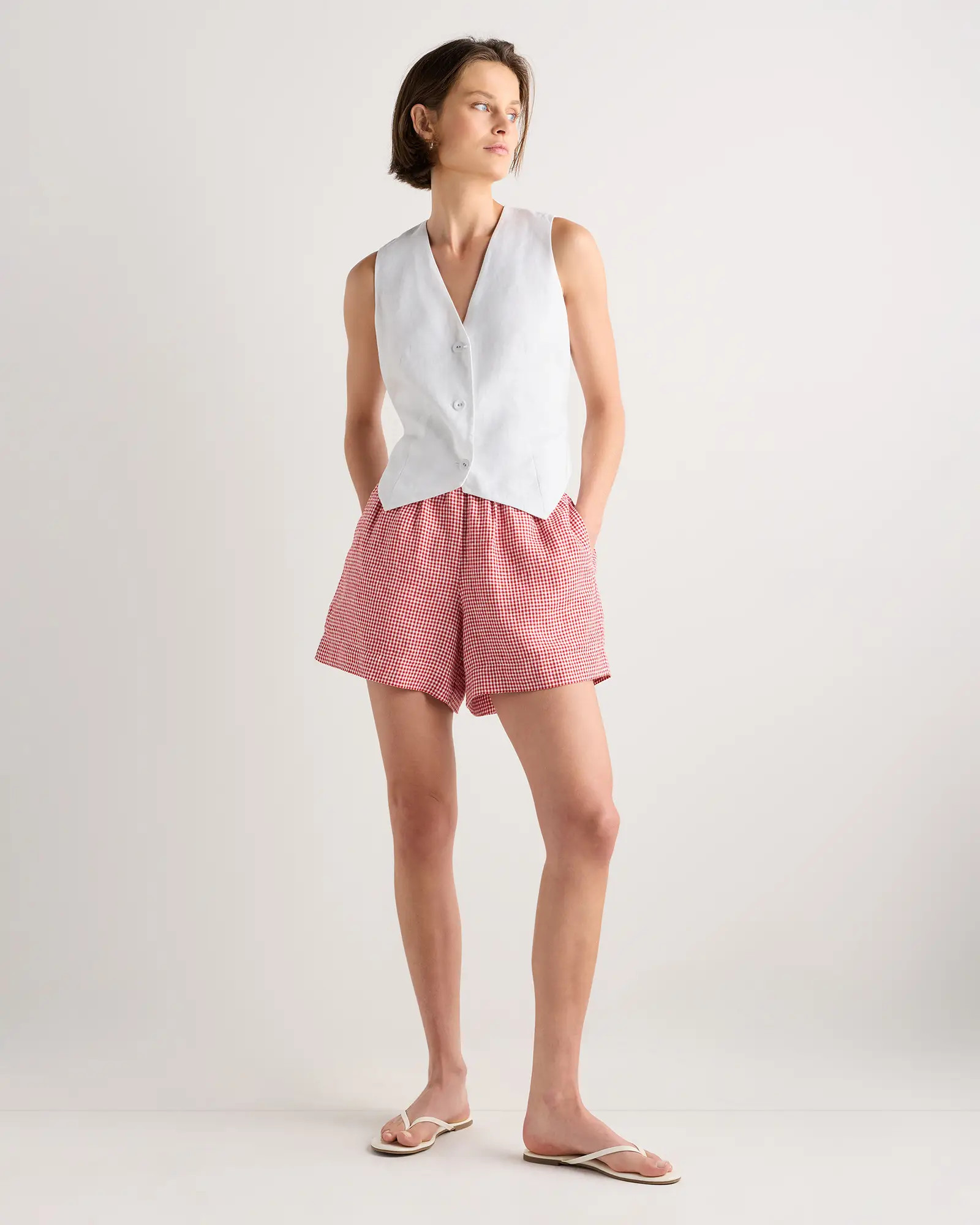 100% European Linen High Waisted Shorts | Quince
