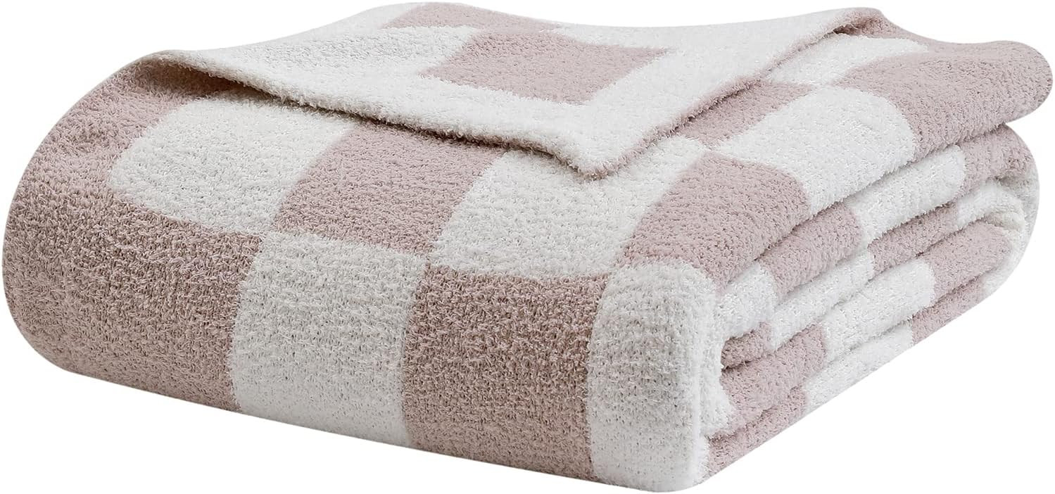 bearberry Fuzzy Checkerboard Grid Throw Blanket Soft Cozy Warm Microfiber All Season Blanket Deco... | Amazon (US)