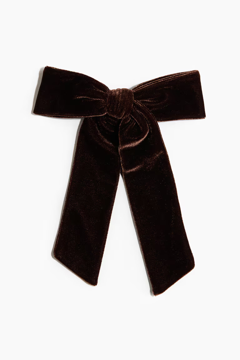 Velvet Bow Hair Clip - Dark brown | H&M (US, CA, MX)