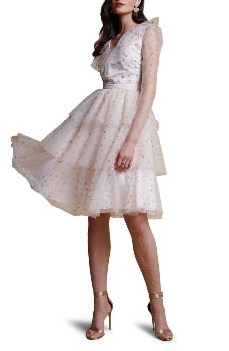 Rachel Parcell Glitter Star Long Sleeve Tulle Dress | Nordstrom | Nordstrom