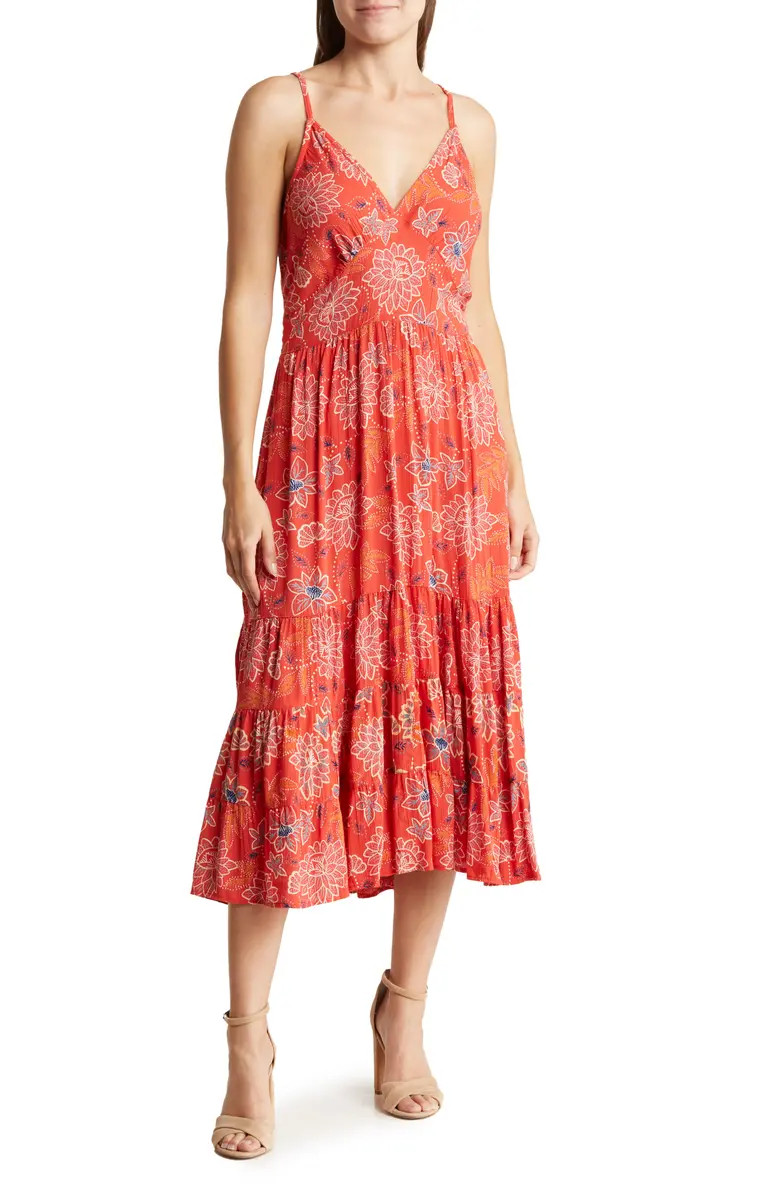 Floral Print Tie Back Maxi Dress | Nordstrom Rack