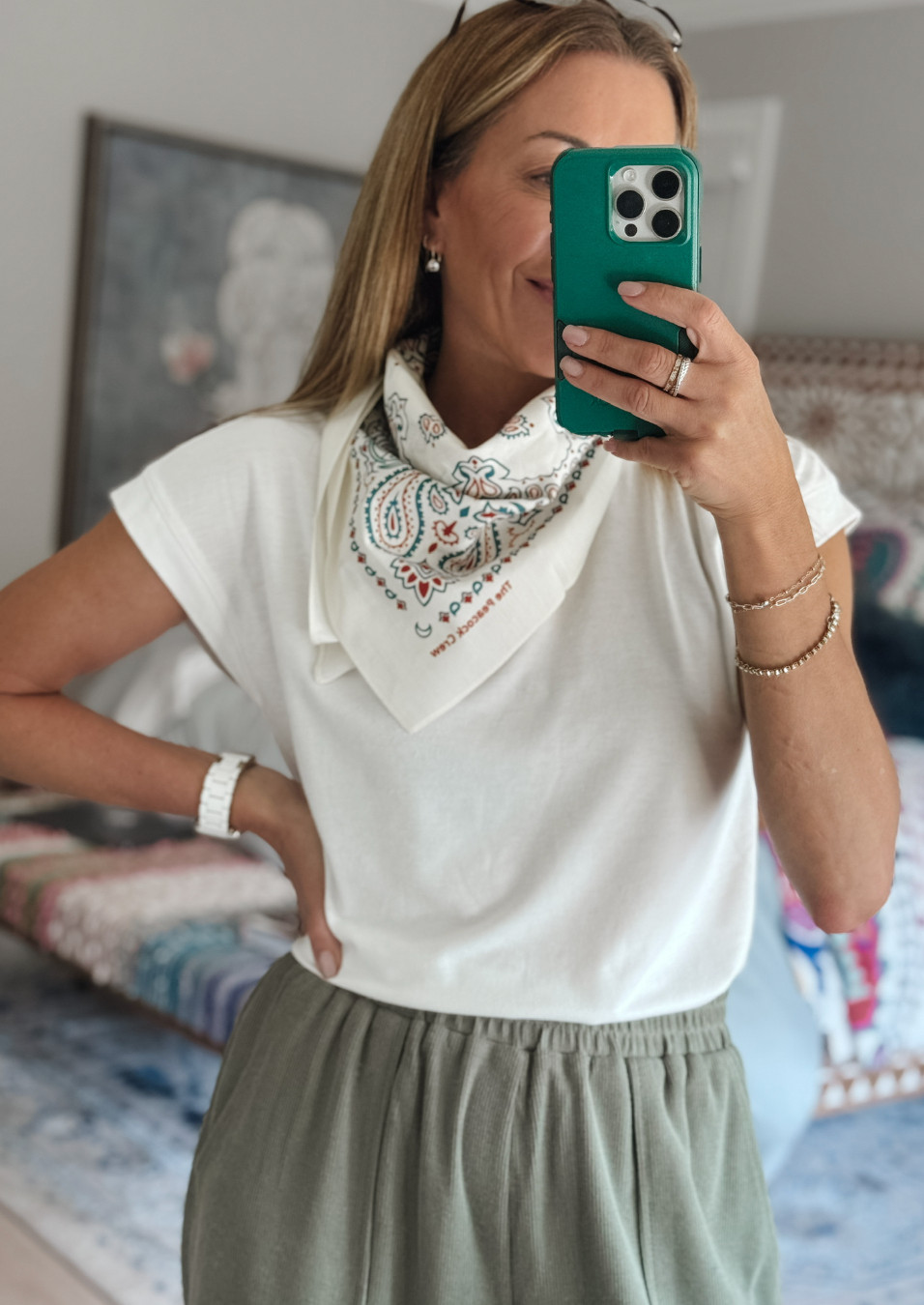 How to elevate a simple white tee....add a bandana for that "cool girl" energy!  

 #LTKgrwm #LTKootd #LTKmomlife