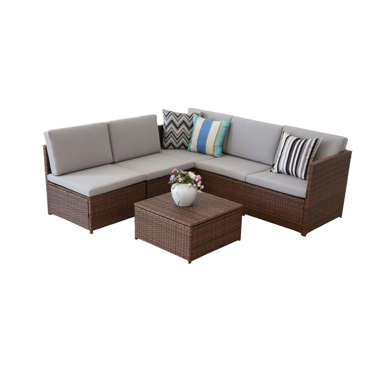 Chemaine Polyethylene (PE) Wicker 6 - Person Seating Group with Cushions | Wayfair North America