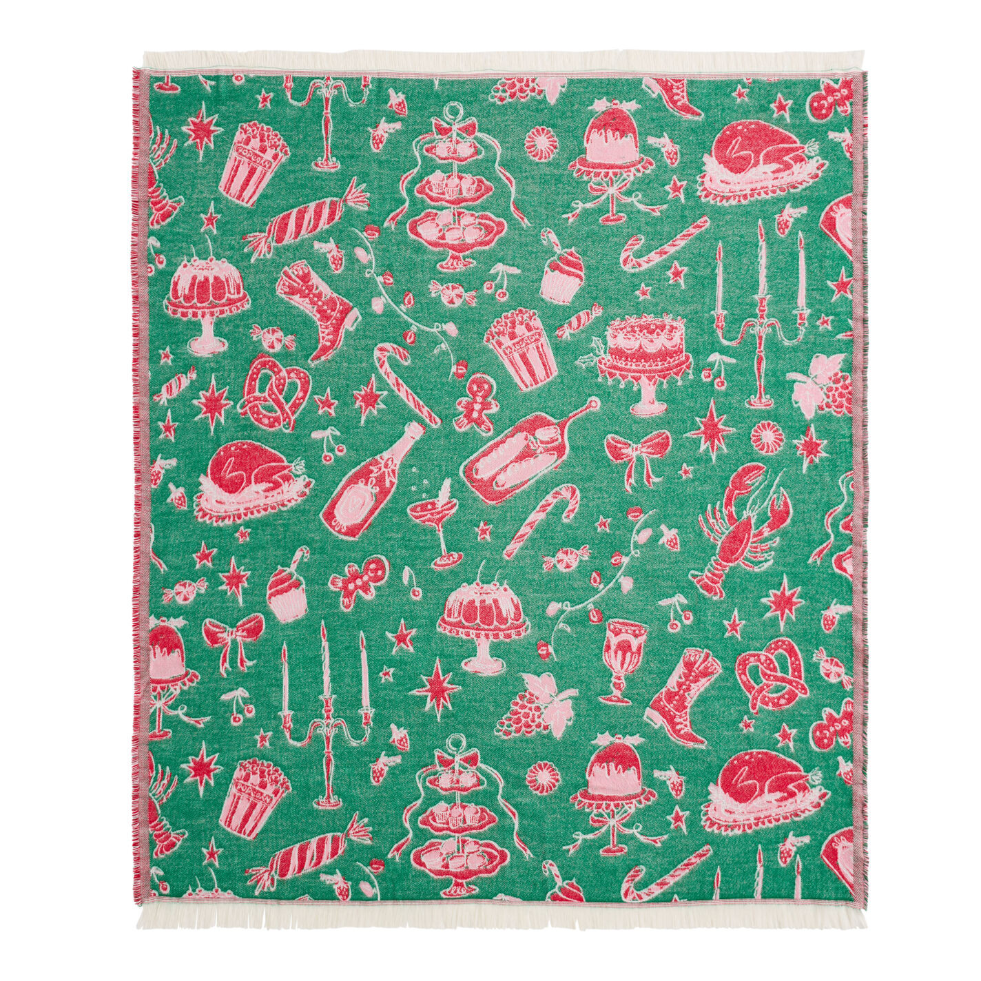 Red and Green Christmas Feast Jacquard Throw Blanket | World Market