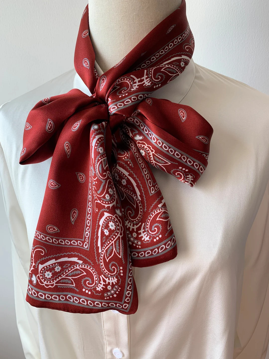 100% Natural Mulberry Silk Narrow Scarf 59 X 6.3 Traditional Elegant Paisley Burgundy Silk Neck S... | Etsy (UK)