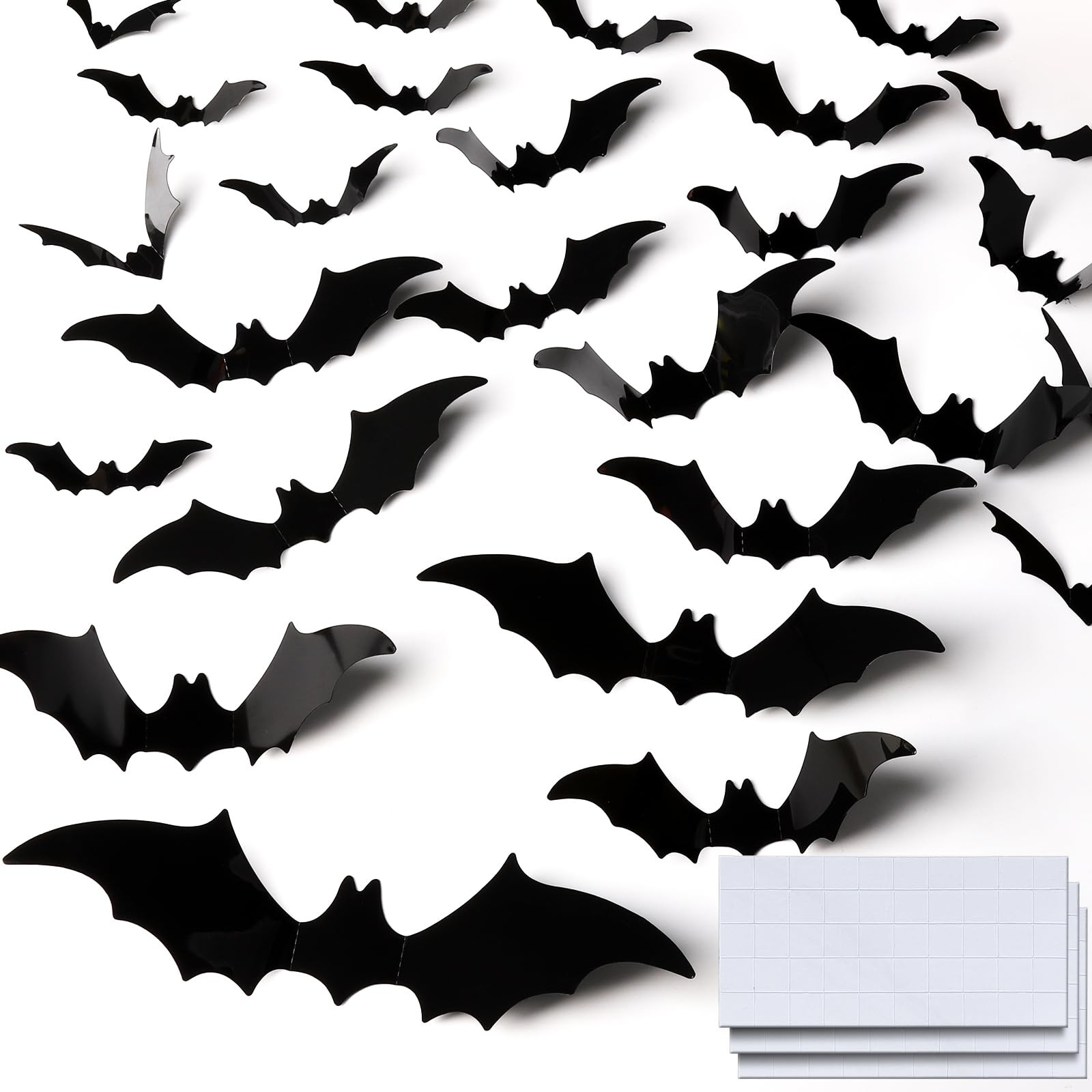 Teenitor Black Bats Halloween Wall Stickers, 120pcs Reusable Plastic Bats, Gothic Style, Water Re... | Amazon (US)
