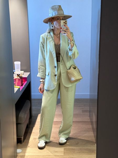 This pant suit is everything and one of my favorite Target finds. I even bought the shorts to change up the entire look. Wearing a size 4 in the jacket and the pants. Bought a 4 in the shorts too. Adidas sneakers are the best for travel and to throw on with all the cute dresses. And this bag goes with everything. 

#LTKStyleTip #LTKTravel #LTKFindsUnder50