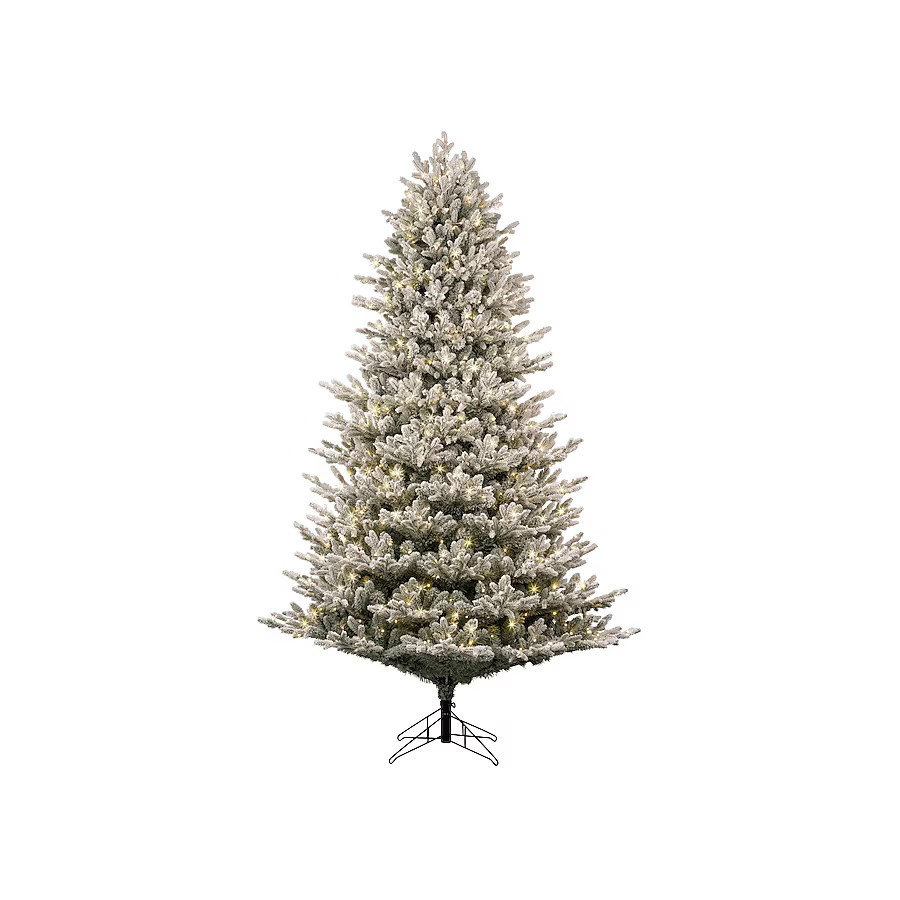 GE 7.5-ft Flocked Montana Fir Pre-lit Artificial Christmas Tree with White LED Lights | Lowe's