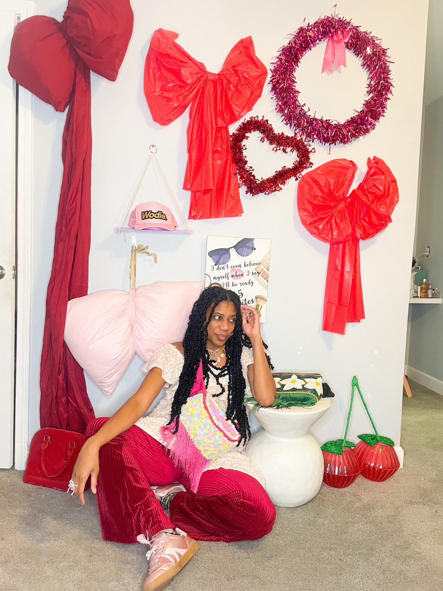 Lack halo floral dress +
Flare velvet pants +
Room decor 

#LTKValentine #LTKWorkwear #LTKOver40