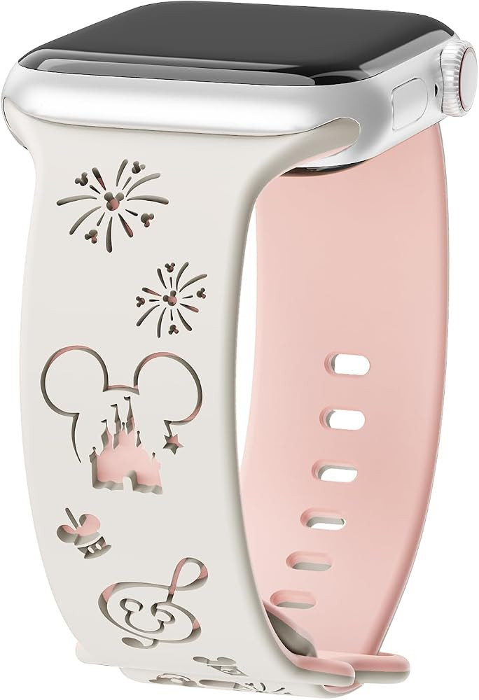 Cute Cartoon Two-Tone Engraved Bands Compatible with Apple Watch 38mm 40mm 41mm 42mm 44mm 45mm 49... | Amazon (US)