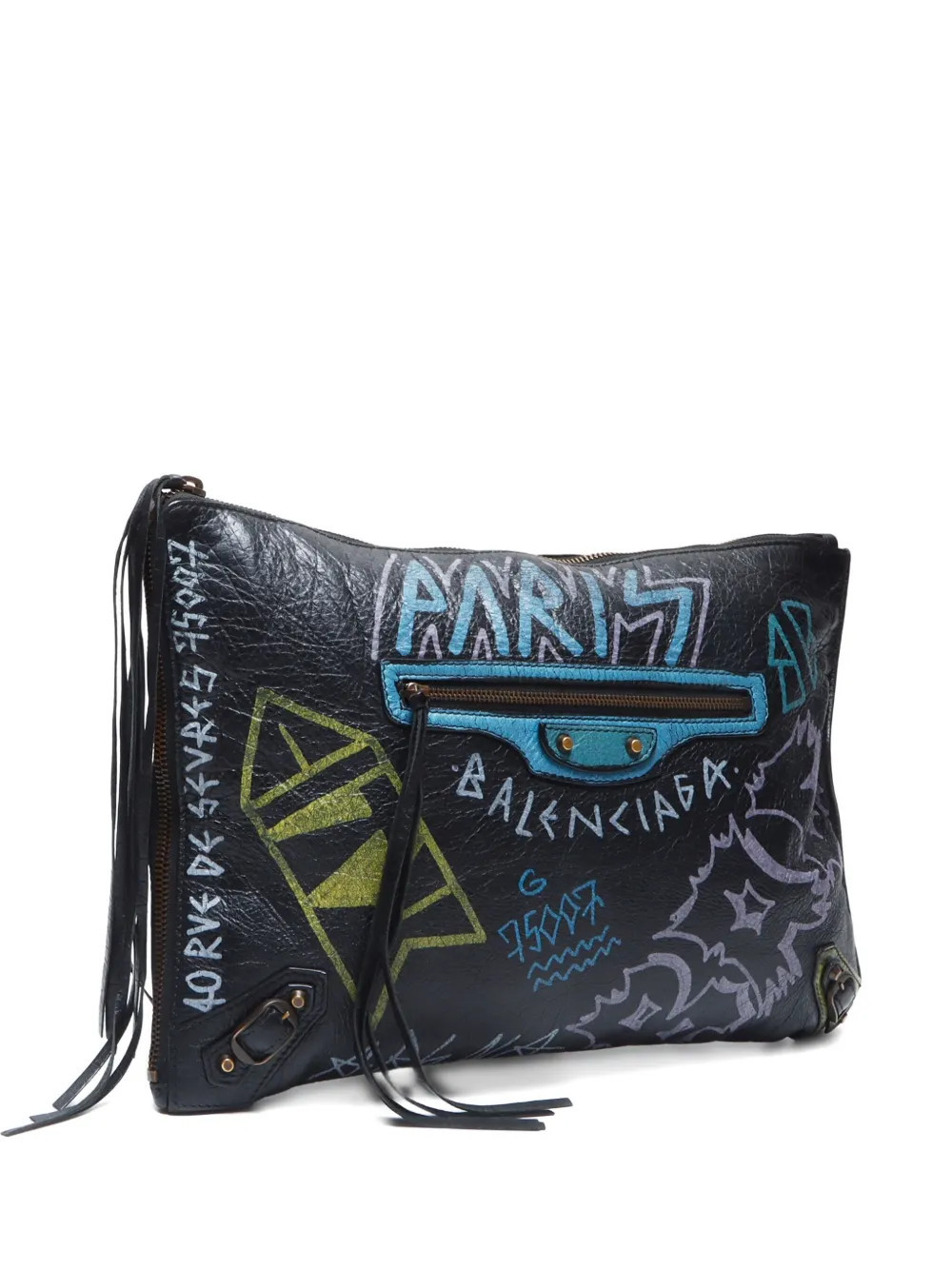 Balenciaga Pre-Owned 2010-2020 Graffiti clutch bag - Black | Farfetch Global