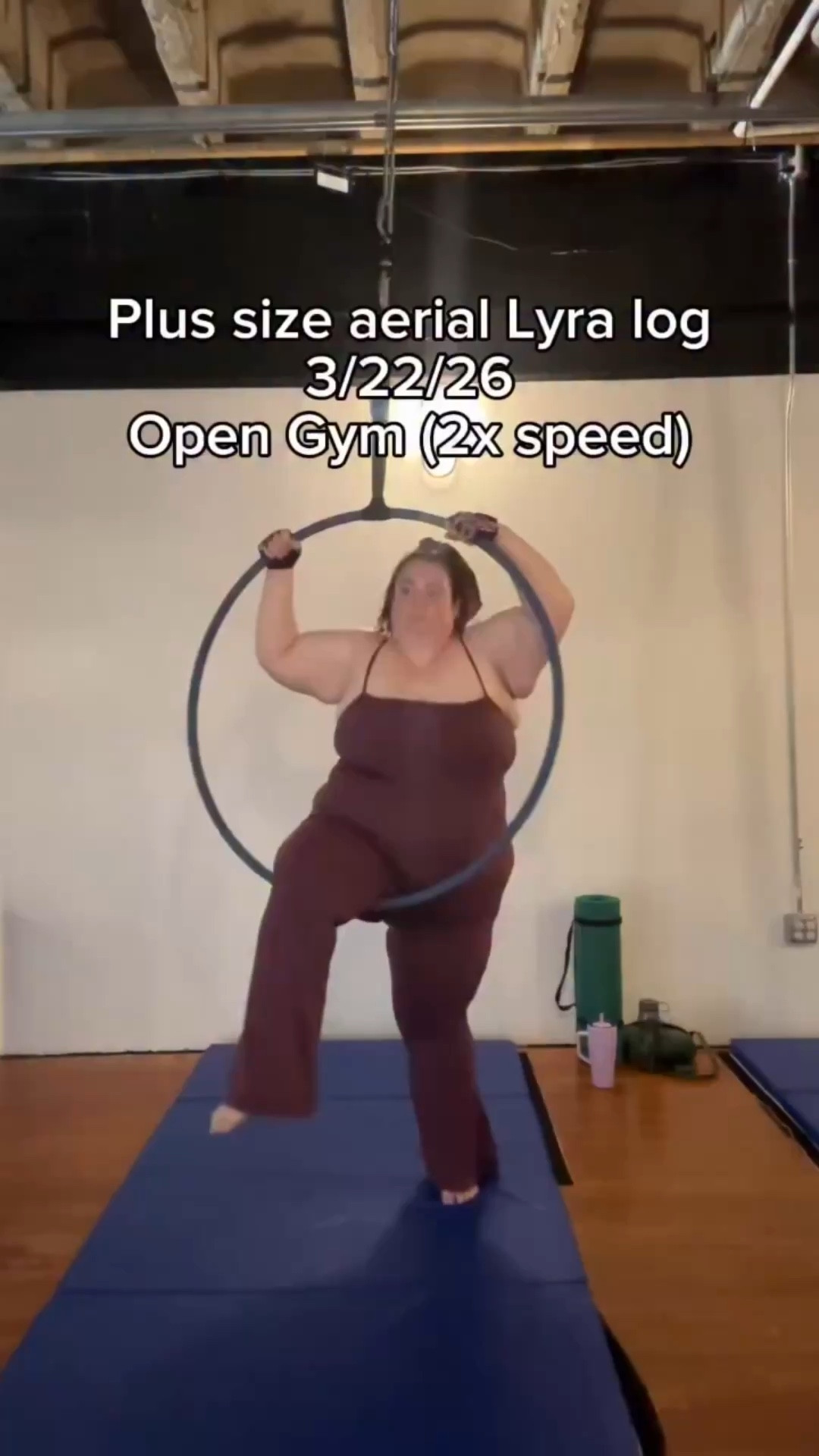 She’s flying 🧚 I love aerial bc I don’t have to be amazing I can just keep showing up and trying 🩷 being active and doing dynamic moves and spinning and hanging upside down has helped a lot with my vestibular issues. I found aerial in the deepest hardest part of my vestibular onset when I was basically dizzy 24/7 and had no idea what was going on. I figured I might as well spin if I’m already dizzy. Building tolerance has been key to helping me feel better overall along with time. I love playing around in open gym 🩷

If you comment KIMMY I’ll send you a link to the jumpsuit directly! I’m wearing it without a bra which is crazy bc well you can see the size of my boobs 😂 stayed in place and has a shelf bra inside yes we love her. 

If you’re looking to fly (or do yoga) in Nashville check out @movementloungebyym 🩷