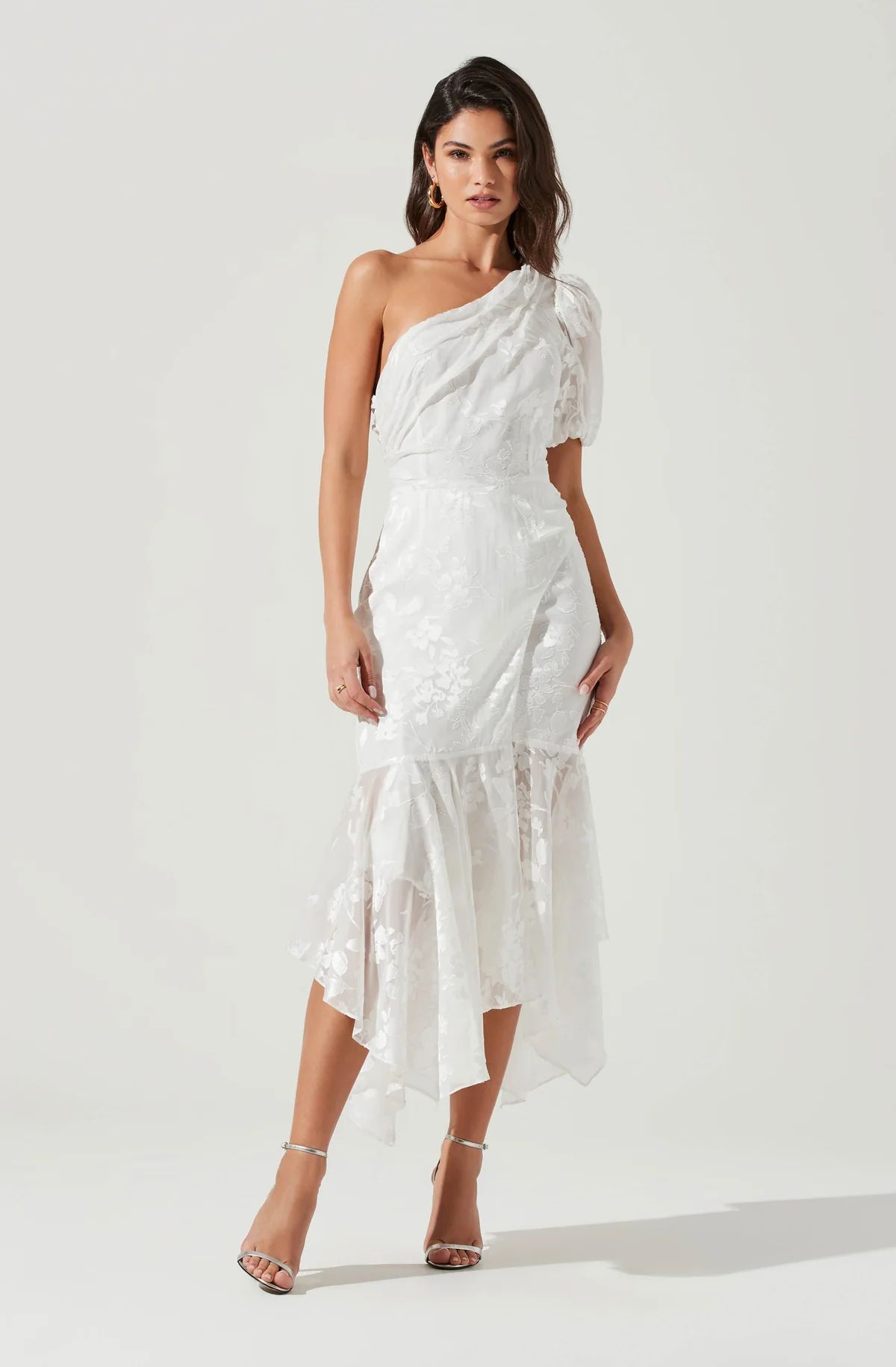 Santorini One Shoulder Floral Midi Dress | ASTR The Label (US)