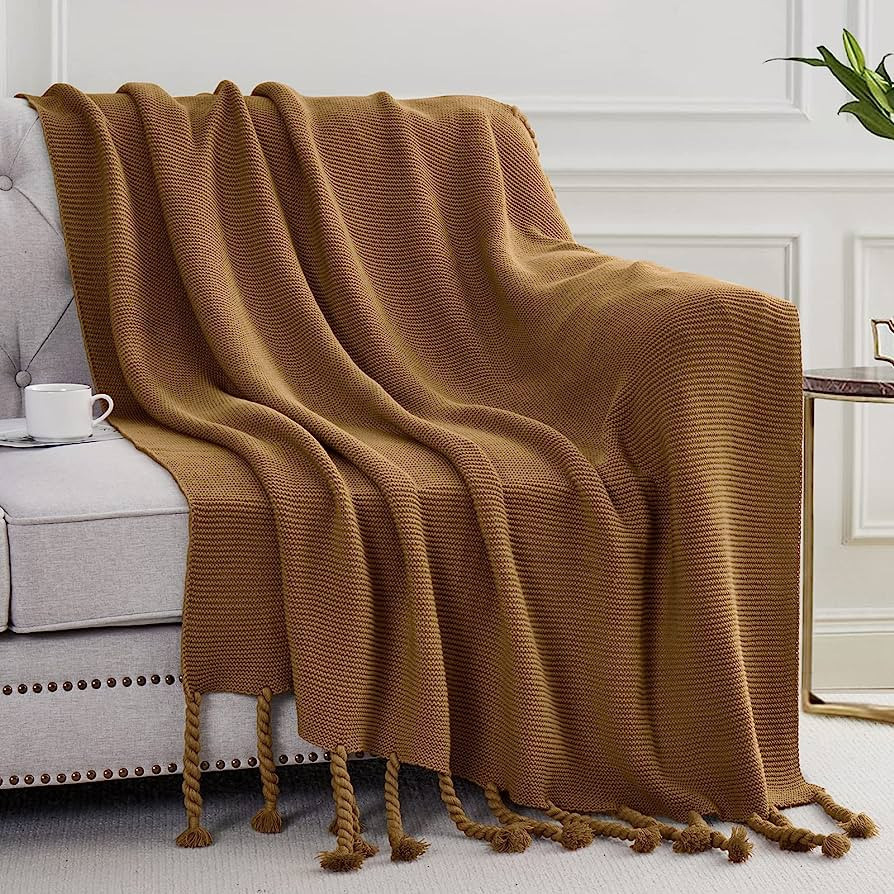 Aormenzy Brown Throw Blanket with Tassels, Knitted Amazon Finds Amazon Deals Amazon Sales | Amazon (US)