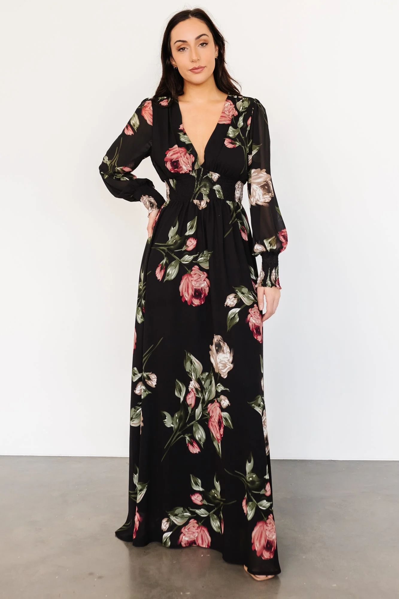 Olivia Maxi Dress | Black Rose Floral | Baltic Born