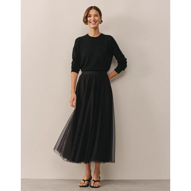 Jersey Tulle Midi Skirt | The White Company UK & ROW