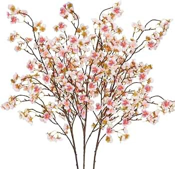 Uieke Silk Cherry Blossom Branches, 40.5in Artificial Cherry Blossom Flowers Long Stems Fake Flow... | Amazon (US)
