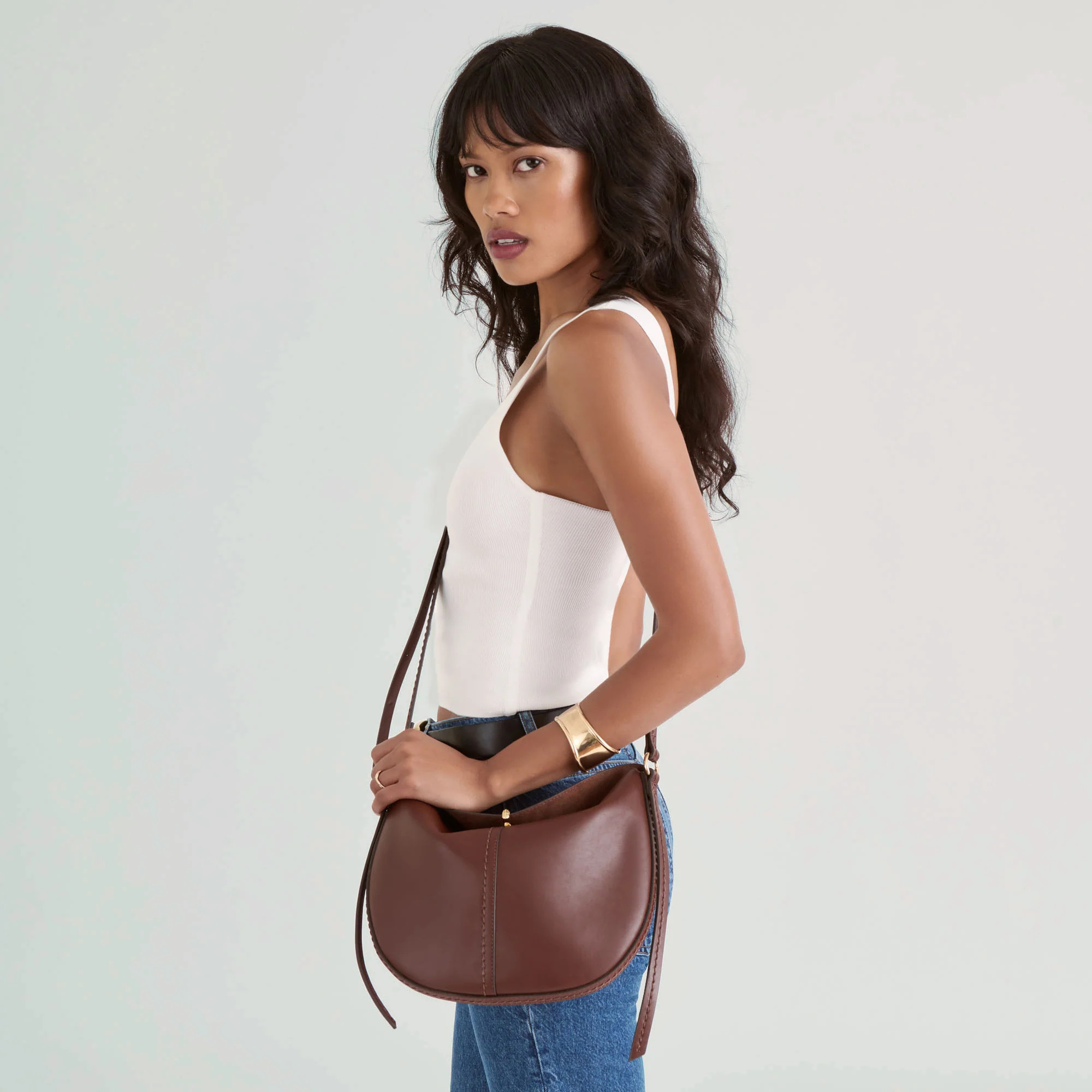 Burano Crossbody Brown Leather | DolceVita.com