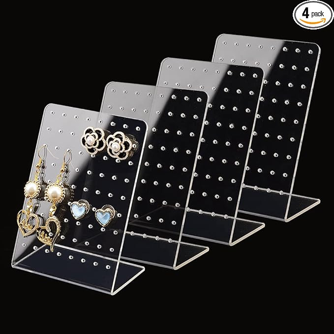 PH PandaHall 4 Pack 72 Holes Acrylic Earring Holder Organizer Ear Studs Jewelry Storage Display R... | Amazon (US)