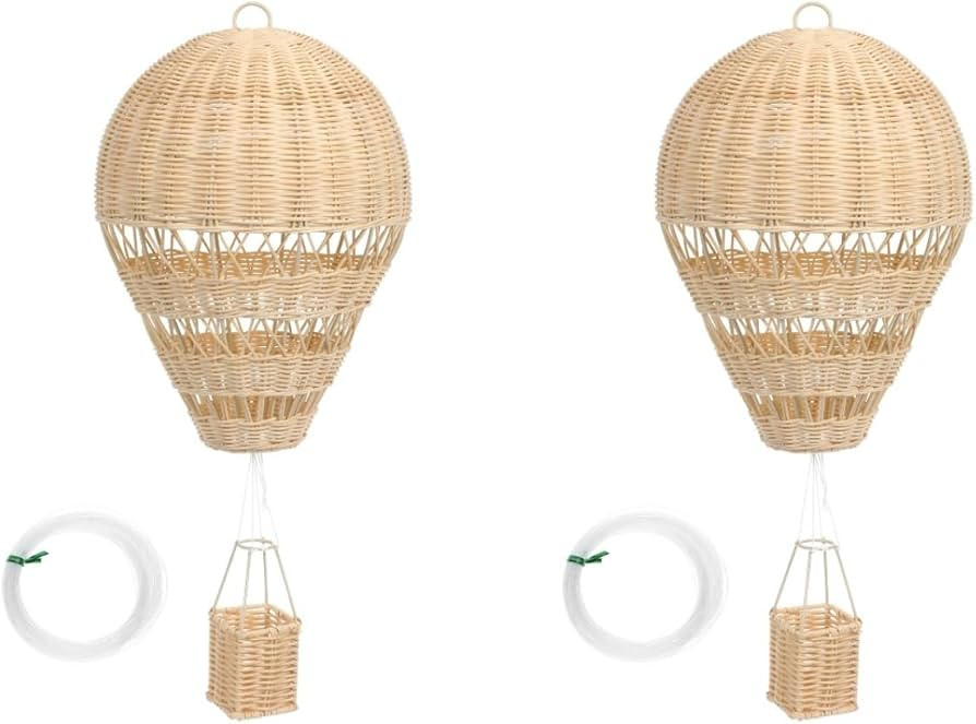 Rattan Hot Air Balloon Decor: 2pcs Wicker Basket Decoration for Baby Shower, Baby Nursery Bedroom... | Amazon (US)