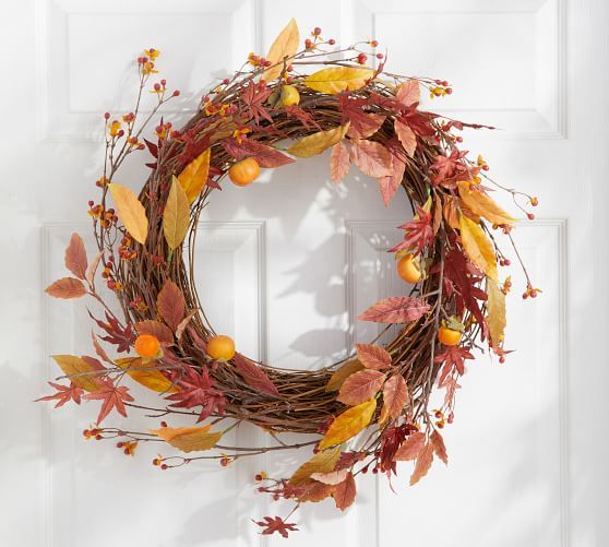 Faux Berry &amp; Persimmon Wreath | Pottery Barn (US)