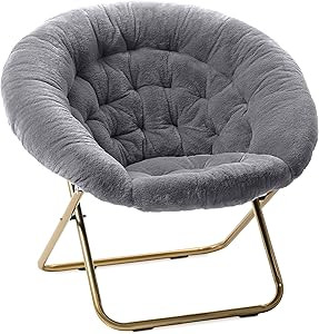 Milliard Cozy Chair/Faux Fur Saucer Chair for Bedroom/X-Large,25D x 38W x 34H in (Grey) | Amazon (US)
