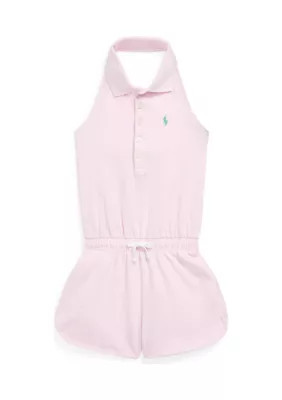 Girls 2-6x Stretch Mesh Halter Polo Romper | Belk