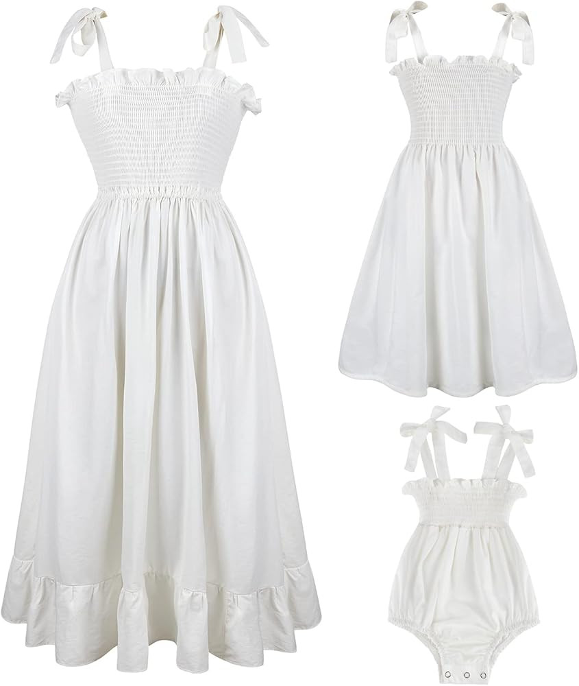 Mommy and Me Floral Smocked Dress Family Matching Outfits Set Sleeveless Sundress Beach Dress Sum... | Amazon (US)