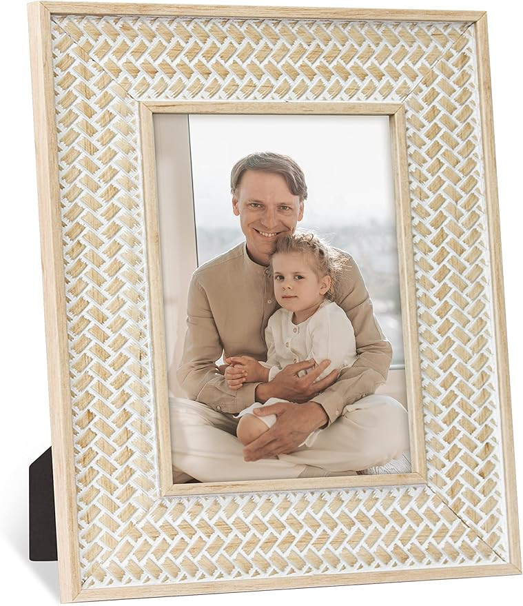 Sonefreiy 5x7 Picture Frame, Boho Picture Frames Rattan Pattern 5 x 7 Photo Frame for Desk and Wa... | Amazon (US)