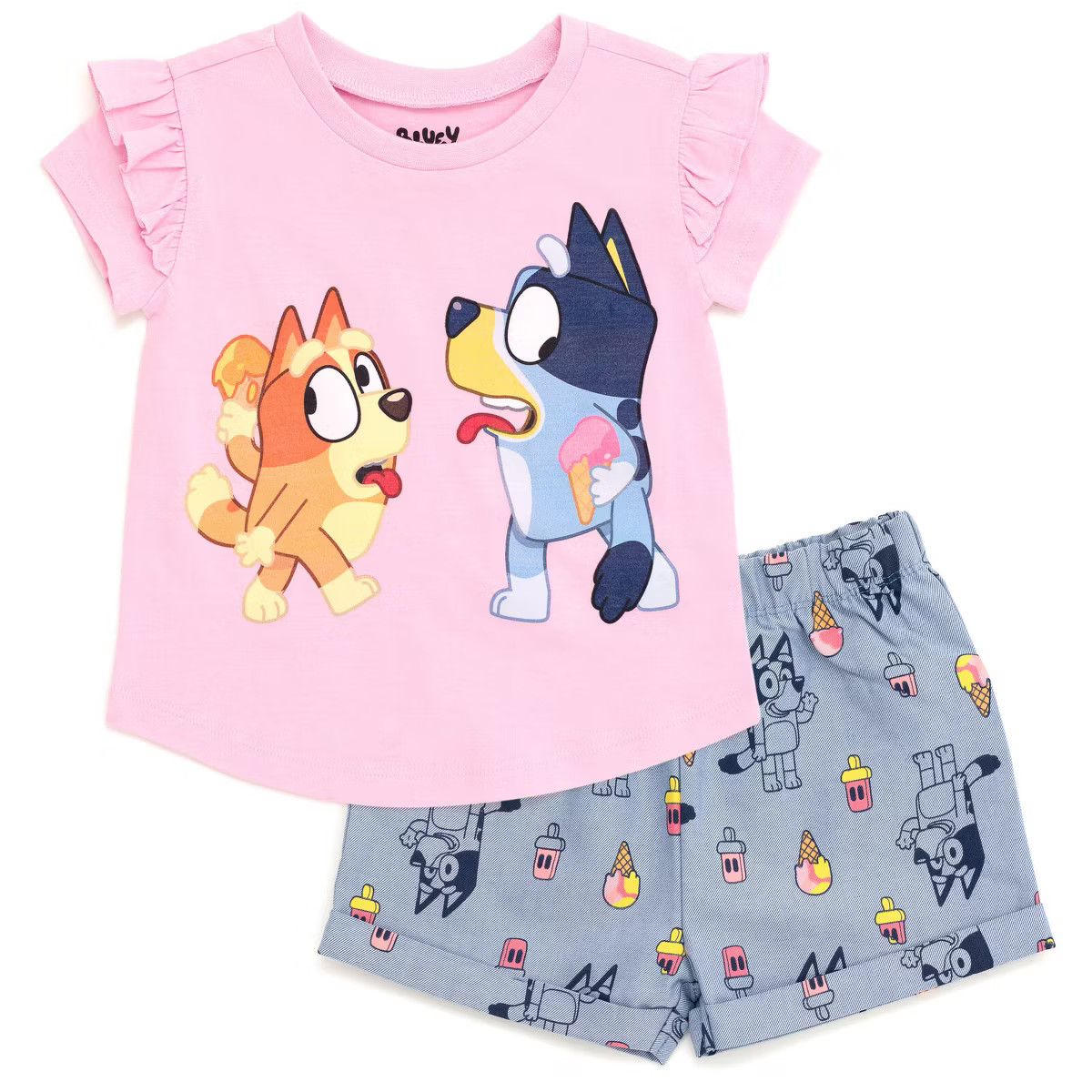 Bluey Girls T-Shirt and Chambray Shorts Outfit Set Toddler | Target