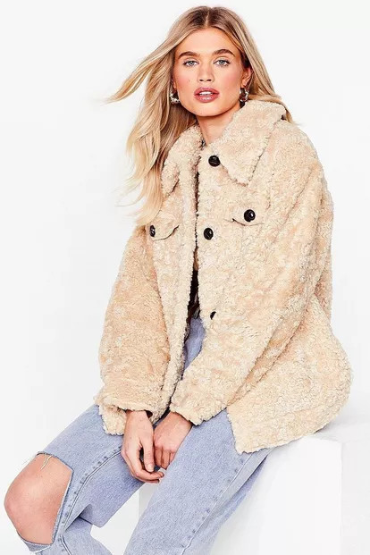 Take The Heat Faux Shearling Shirt Jacket | Boohoo.com (US & CA)