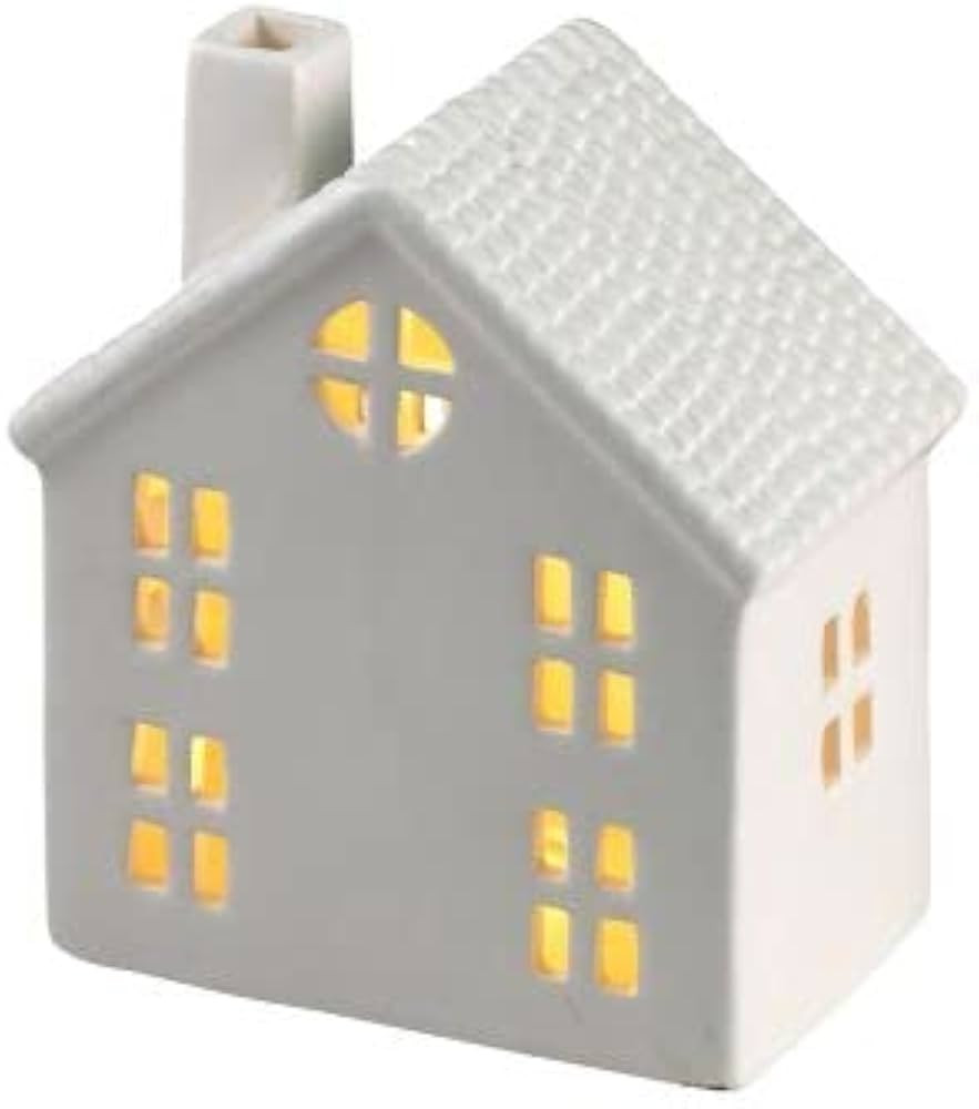 White Ceramic Cottage Lantern Ornament with LED Tealight | Amazon (UK)