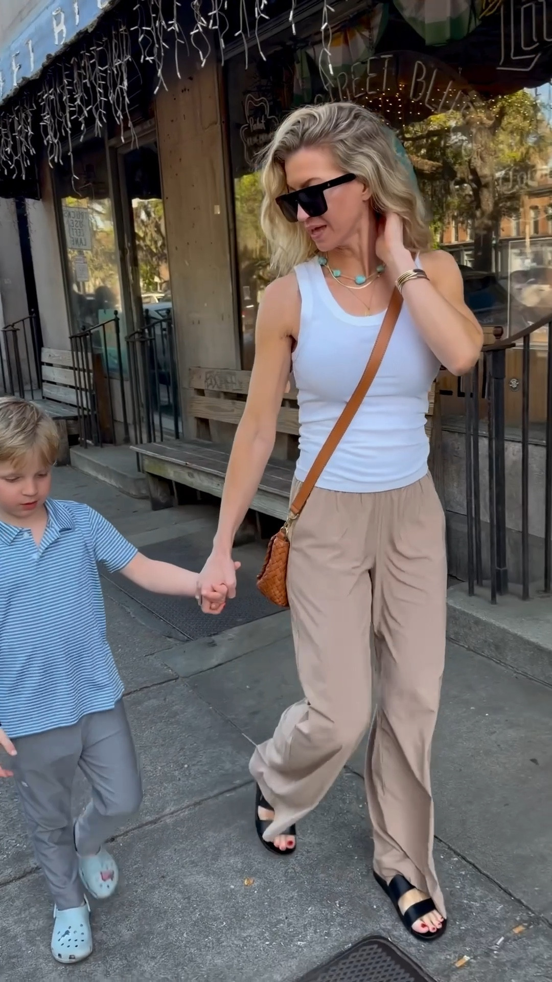 Casual travel look for our drive home. LOVE how comfortable these pants are! 

Pants: TTS, wearing reg size XS
Tank: TTS, wearing S
Black sandals: TTS 

Travel outfit 

#LTKgrwm #LTKTravel #LTKmomlife